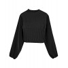 ZAFUL Women's Mock Neck Basic Sweater Mesh Spliced Knitted Crop Sweater - Shirts - $17.99 