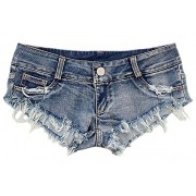 Allonly Women's Sexy Cut Off Destroyed Ripped Micro Stretch Low Rise Mini Denim Shorts Cheeky Jean Short Hot Pants - Shorts - $8.99 