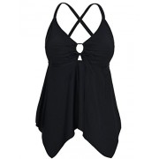 Hilor Women's Flowy Tankini Top A Line Swim Tops Handkerchief Hem Bathing Suit - Swimsuit - $38.00 