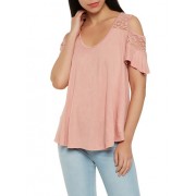 Lace Yoke Cold Shoulder Top - Top - $7.99 