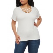 Plus Size Caged Neck Top - Top - $7.99 